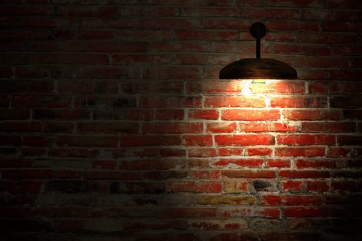 Old interior room with brick wall and three light spots for adv or others purpose use