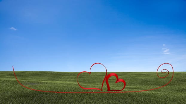 grunge beauty blue sky and green grass for adv or others purpose use