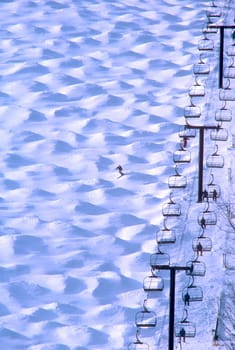 Skiing the moguls at Killington VT.