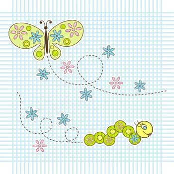 Scrapbook elements and pattern for design, vector illustration