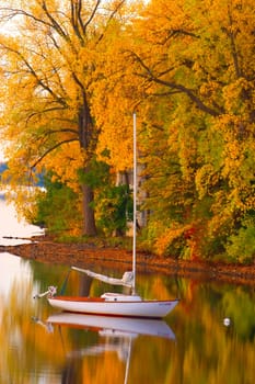 Sailboat in Alburg, VT. Lake Champlain Islands.