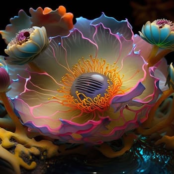 A Floral Prism, The Dazzling Light Spectrum Reflected by a Beautiful Flower, generative ai