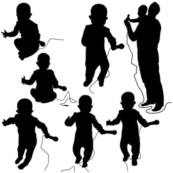 Baby DJ - black and white silhouettes as vector file