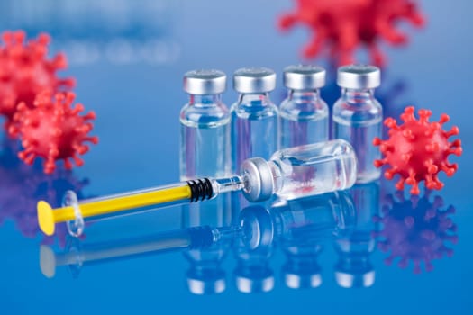 Close up medical syringe with a vaccine