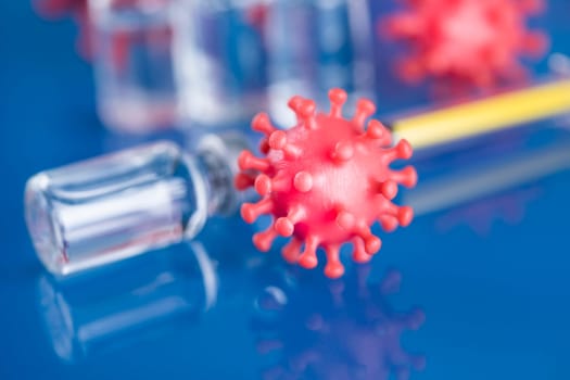 Close up medical syringe with a vaccine