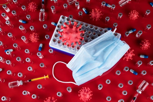 Mask and corona virus protection isolated, pandemic background
