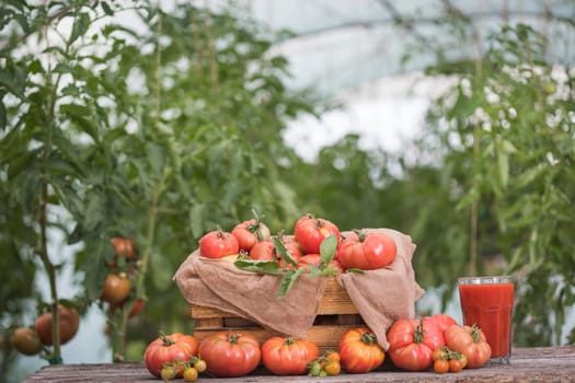 Vegetables, tomatoes on wooden desk