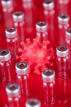 Bottles coronavirus vaccine, pandemic background