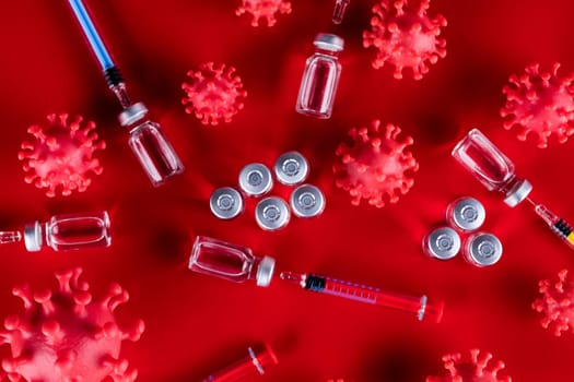 Close up medical syringe with a vaccine