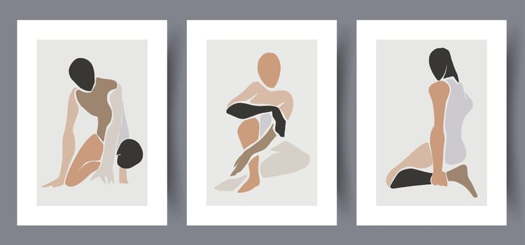 Abstract figures aesthetic shapes wall art print. Printable minimal abstract poster. Wall artwork for interior design. Contemporary decorative background.