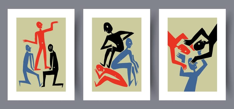 Abstract figures aesthetic shapes wall art print. Printable minimal abstract poster. Wall artwork for interior design. Contemporary decorative background.