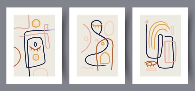 Abstract figures aesthetic shapes wall art print. Printable minimal abstract poster. Wall artwork for interior design. Contemporary decorative background.