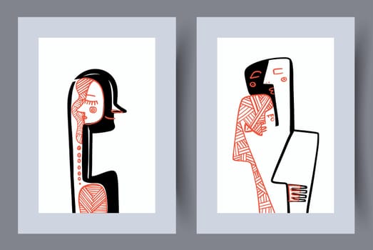Abstract figures aesthetic shapes wall art print. Printable minimal abstract poster. Wall artwork for interior design. Contemporary decorative background.