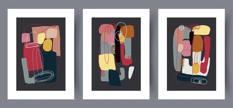 Abstract figures aesthetic shapes wall art print. Printable minimal abstract poster. Wall artwork for interior design. Contemporary decorative background.
