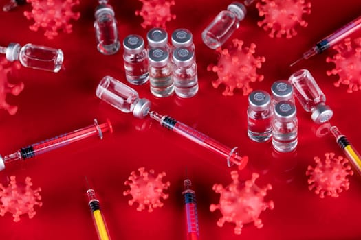 Close up medical syringe with a vaccine