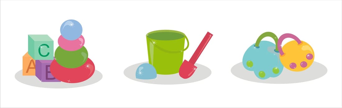 set of 3 toys icons