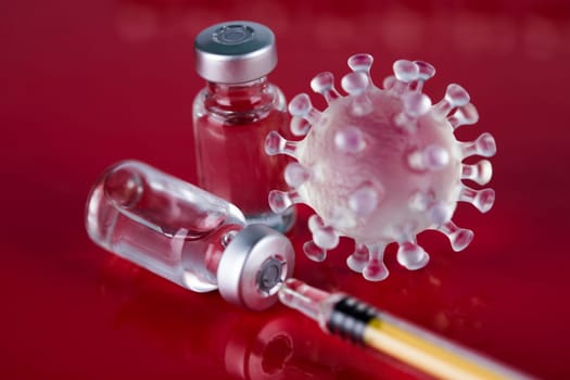 Close up medical syringe with a vaccine