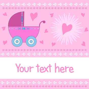 Baby girl arrival card Illustration. Also available as a Vector in Adobe illustrator EPS format. The vector version can be scaled to any size without loss of quality.