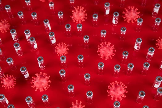 Bottles coronavirus vaccine, pandemic background