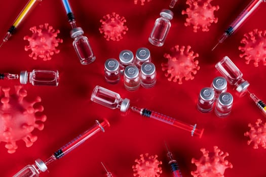 Close up medical syringe with a vaccine