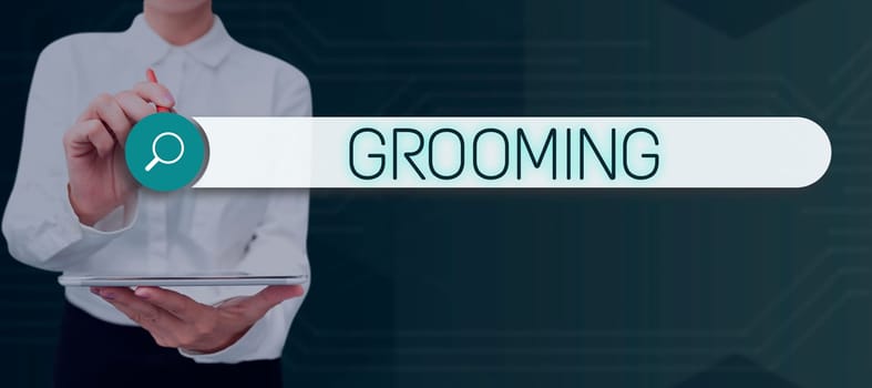 Handwriting text Grooming, Business idea hygienic care and enhancing the appearance of the pets