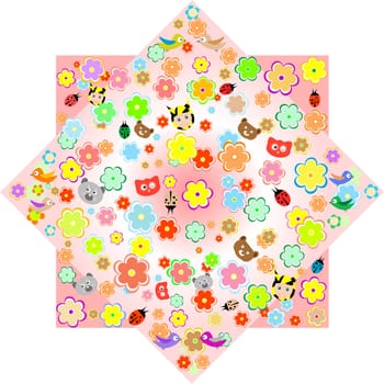 beautiful background with cartoon animals and flowers wallpaper