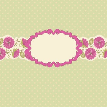 Template frame design for greeting card . Floral design. In vintage style.