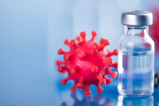 Bottles coronavirus vaccine, pandemic background