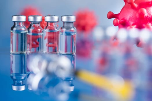 Close up medical syringe with a vaccine