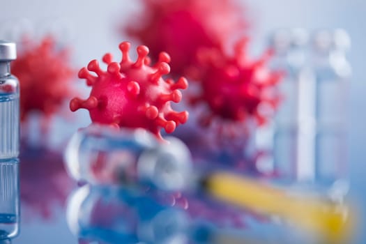 Close up medical syringe with a vaccine