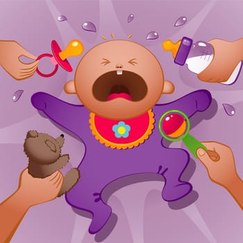 Vector illustration of crying baby. EPS 8, AI, JPEG