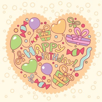 Happy birthday card, vector illustration
