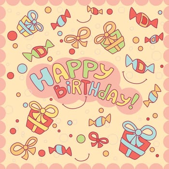 Happy birthday card, vector illustration