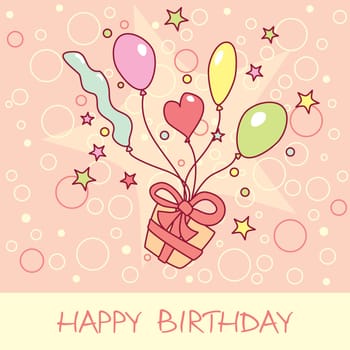 happy birthday card with balloons