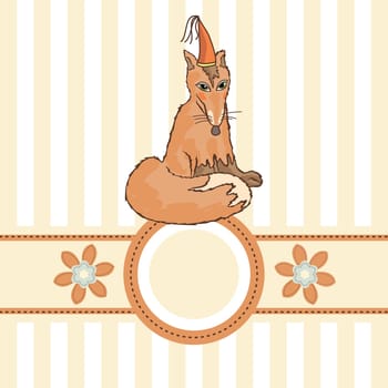 vector cute baby card with funny fox