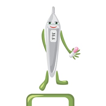 cartoon medical thermometer vector illustration