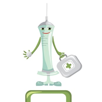 cartoon medical syringe vector illustration