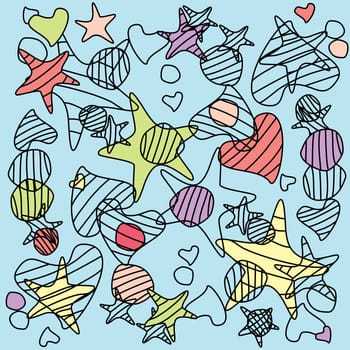 funny background with stars and hearts