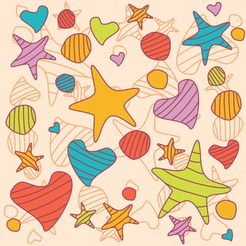 funny background with stars and hearts