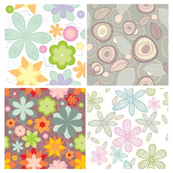 vector small collection of cute seamless wallpaper