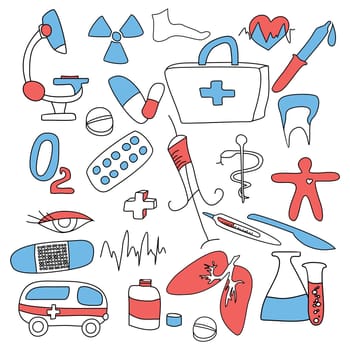 big collection of medical signs vector illustration