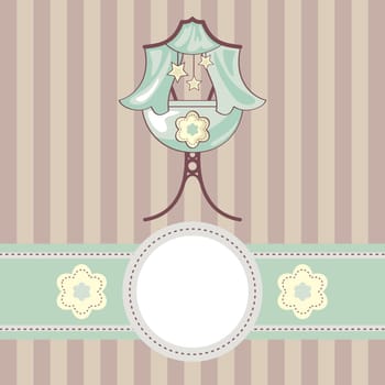 abstract cute baby vector background with cradle