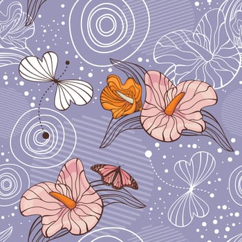 abstract cute seamless floral background vector illustration