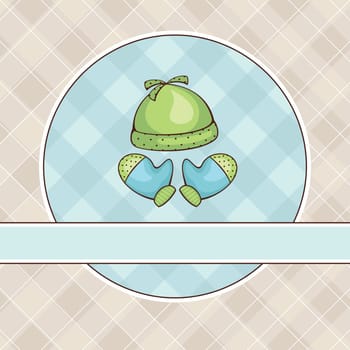 abstract baby illustration with coif and mittens