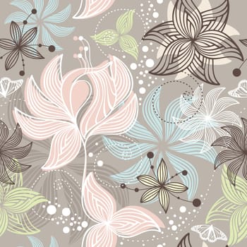 abstract seamless cute floral background vector illustration