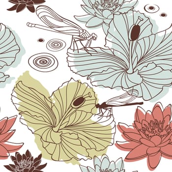 abstract cute seamless floral background vector illustration