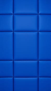 The surface texture of artificial leather is blue, the surface is stitched in the form of diamonds, squares, rectangles. Eco-leather in a kilt. High-quality photos