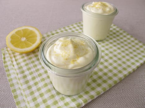 Lemon quark cream in a glass