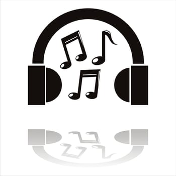 black headphones icon isolated on white