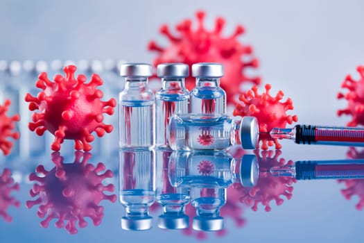 Close up medical syringe with a vaccine